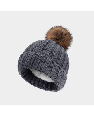 Elastic wool-lined warm knitted hat