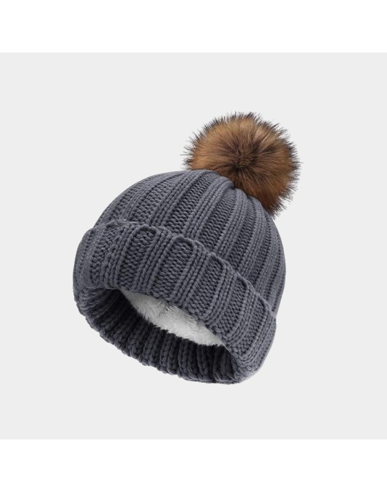 Elastic wool-lined warm knitted hat