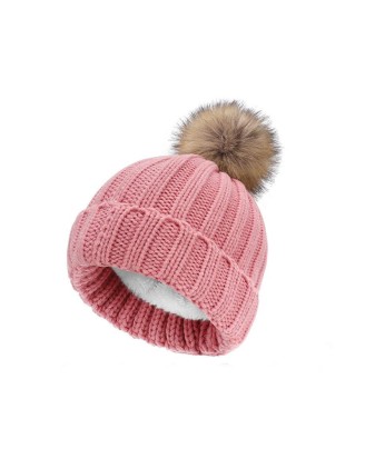Elastic wool-lined warm knitted hat