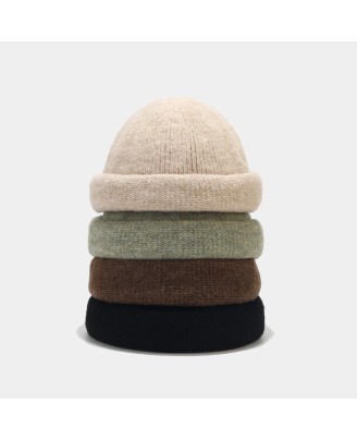 Simple outdoor warm wool knitted hat