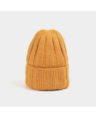 Sequin-embellished comfortable knit hat