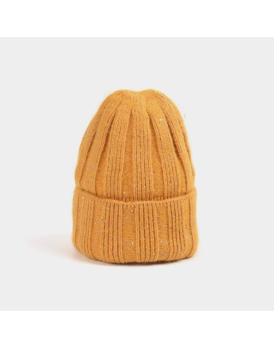 Sequin-embellished comfortable knit hat