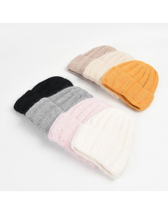 Sequin-embellished comfortable knit hat