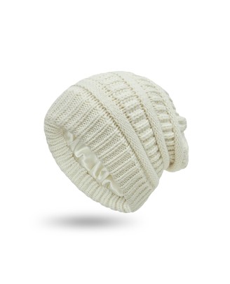 Winter satin-lined warm knitted hat