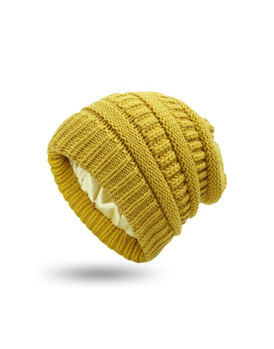 Winter satin-lined warm knitted hat Winter satin-lined warm knitted hat