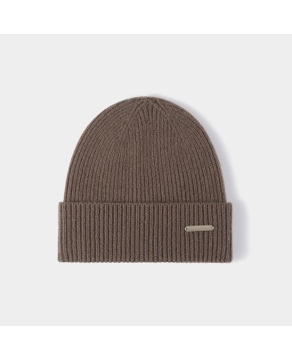 Luxurious solid-color wool knitted hat