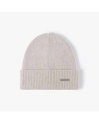 Luxurious solid-color wool knitted hat