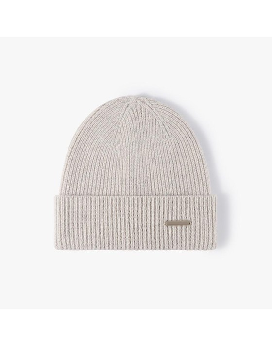 Luxurious solid-color wool knitted hat