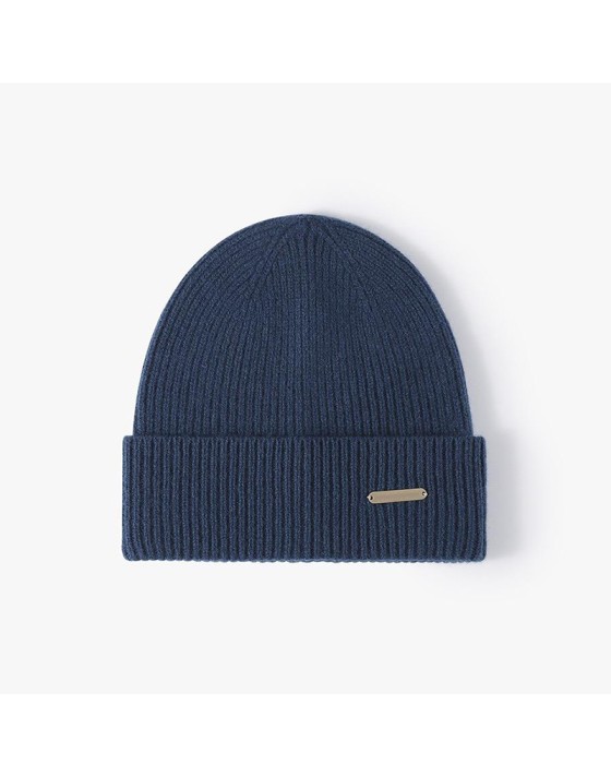 Luxurious solid-color wool knitted hat