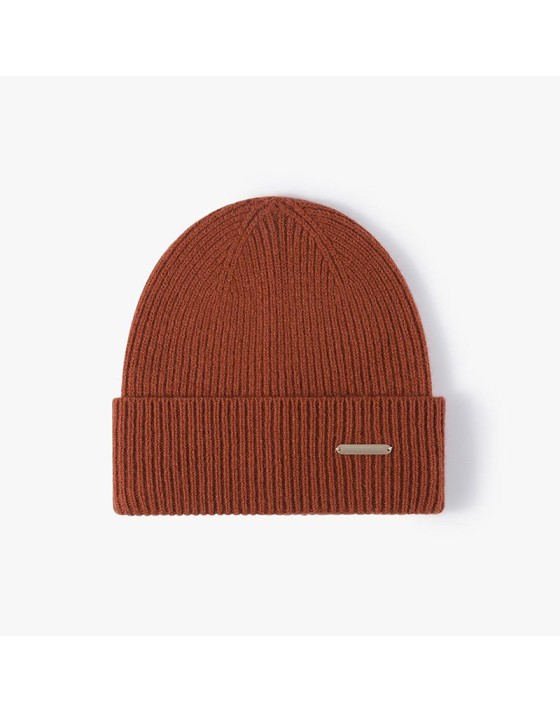 Luxurious solid-color wool knitted hat