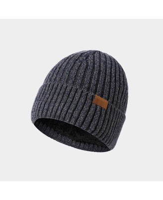 Winter fleece-lined warm knitted hat