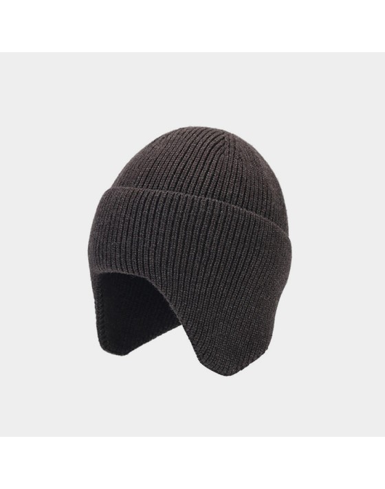 Simple dome-shaped knitted hat with ear flaps