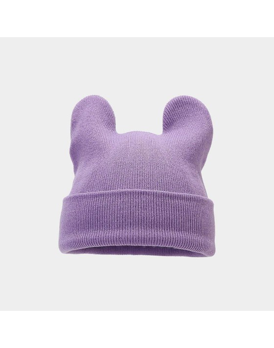 Solid color cute cartoon cow ear knitted hat Solid color cute cartoon cow ear knitted hat