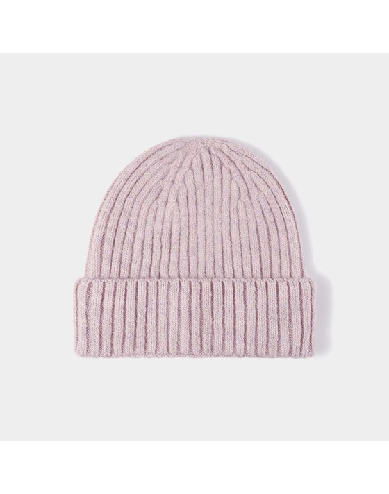Casual rolled-brim warm ribbed knit hat